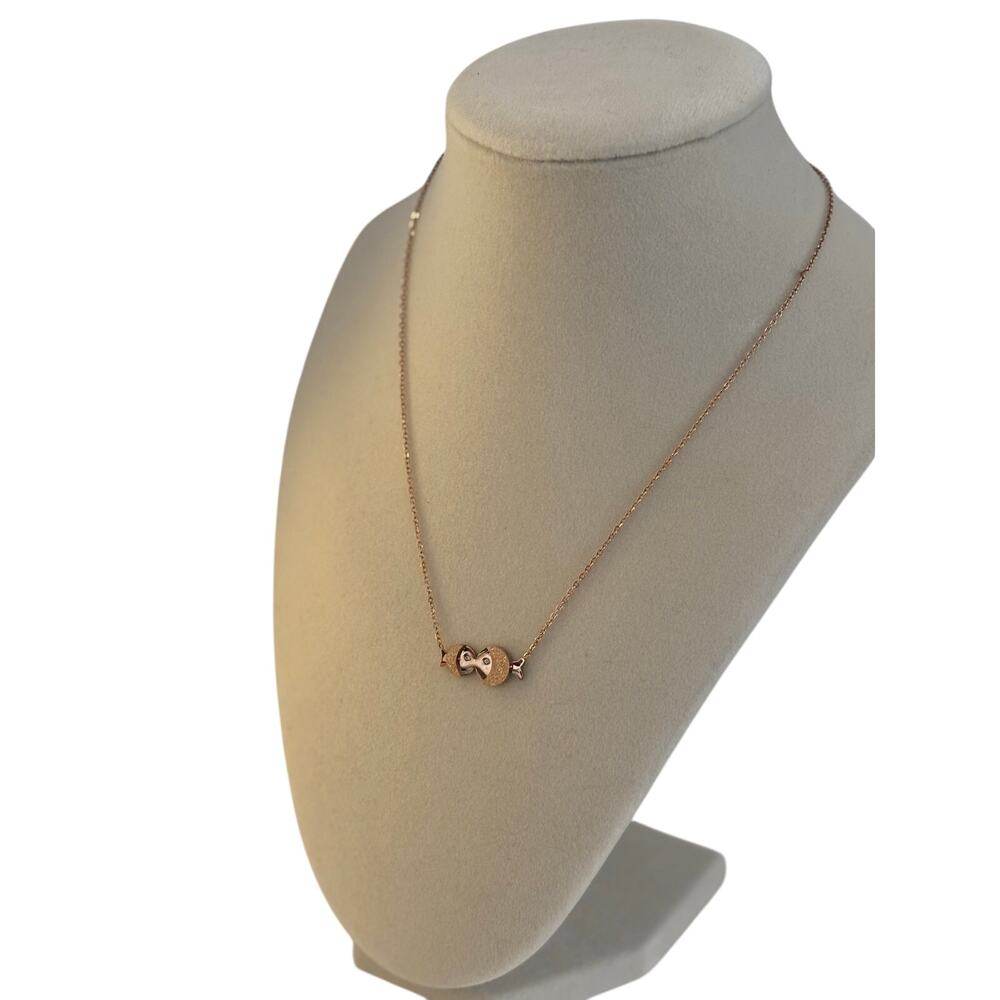 Rose Gold Yin Yang Fish Necklace Crystal Pendant Minimalist Women Jewelry - Picture 4 of 6